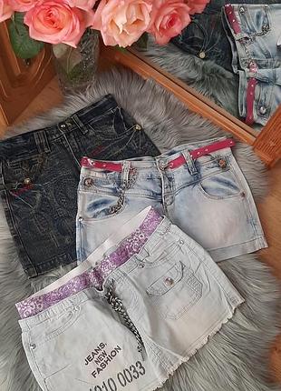 Джинсовая мини-юбкаVILe jeans с ремнем и цепочкой
