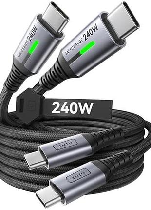 Кабель iniu usb-c to usb-c 240w 2 шт по 2 м быстрая зарядка pd для iphone macbook samsung ipad switch