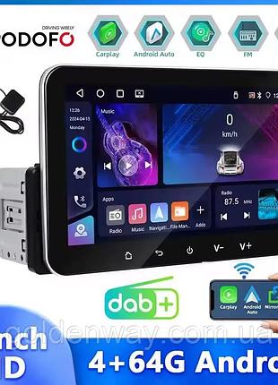 Автомагнитола 1din podofo a4190 android 15 4/64gb ips 7" gps wifi carplay android auto bt