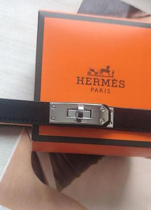 Трендовый замшевый узкий ремень herme black/silver