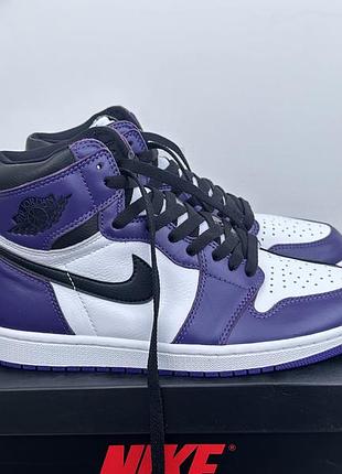 Кросівки кеди чоловічі nike air jordan 1 retro purple black/violet 555088-500