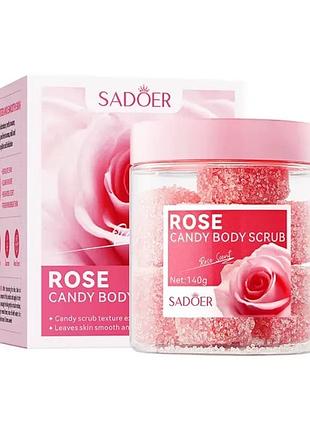 Скраб цукровий у кульках для тіла sadoer rose candy 140 г