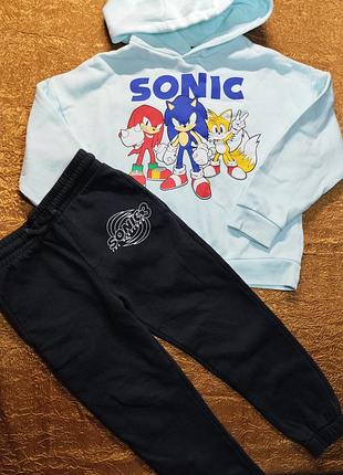 Костюм детский коттоновый утепленный sonic на мальчика 4-5 года