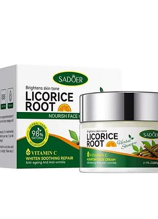 Крем для лица sadoer licorice root + vitamin c осветляющий, питательный, омолаживающий 60 г