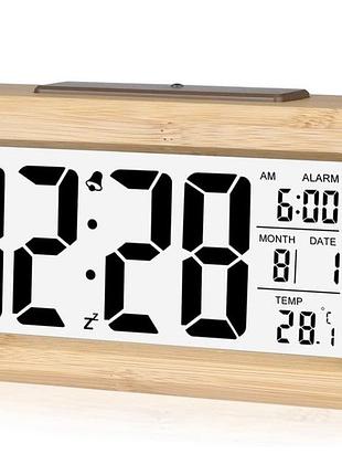 Dtkid lcd wooden clock 1902 – электронные деревянные настольные часы с будильником, календарем и термометром