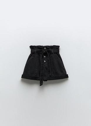 Джинсові шорти чорні zara під пасок літні