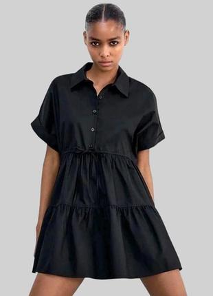 Короткое платье-туника zara классического черного цвета