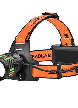 Фонарь налобный night vision bl-t203 tg+cob white/red, 1000 лм, type-c, zoom, 2×18650, аккумуляторный ft