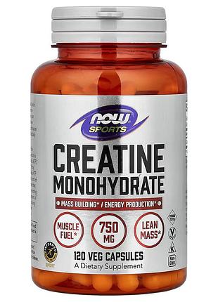 Креатин моногидрат now foods sports creatine monohydrate 120 вегетарианских капсул