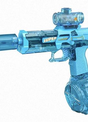Водяной пистолет ice rat water gun с led-подсветкой электрический автоматический с большим магазином 500 мл синий