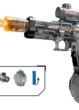 Водяной пистолет ice rat water gun с led-подсветкой электрический автоматический с большим магазином 500 мл черный