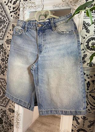 Шорти бермуди жіночі bershka блакитний 32-34 джинс