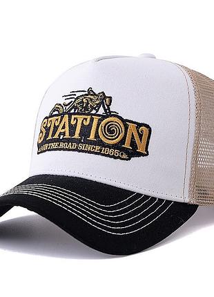 Кепка тракер з нашивкою "the station" 🇺🇸 | американський стріт-стайл. розмір: регульований, підходить на більшість голови.