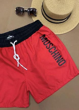 Чоловічі пляжні шорти плавки червоного кольору moschino у розмірі l