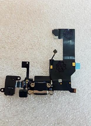 Шлейф с разъемом зарядки и микрофоном iphone 5 черный