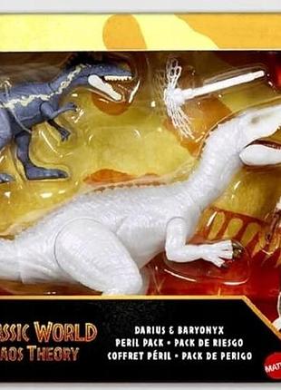 Mattel юрский мир jcg22 теория хаоса фигурки дариуса и барионикса набор опасностей