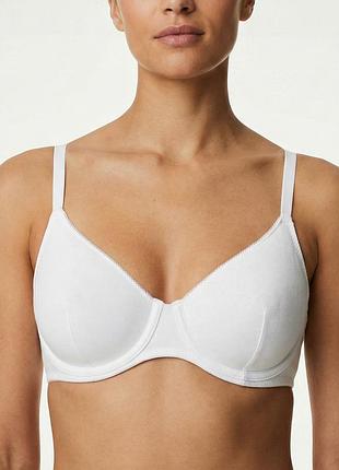 Бюстгальтер с косточками хлопок marks&spencer 70a белый