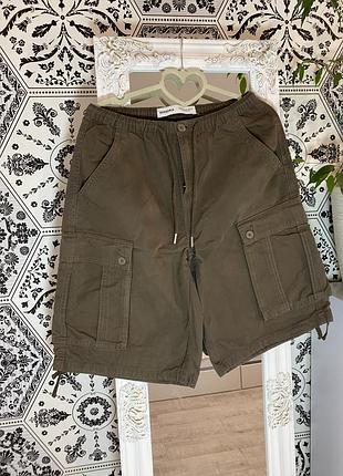 Шорти бермуди bershka шоколадний колір xs-s котон