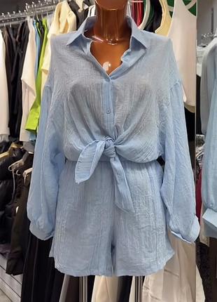 Легенький костюм шорти та сорочка onesize  три кольори