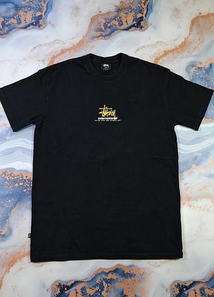 Футболка stussy international чорна оверсайз
