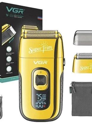 Електробритва-шейвер vgr v-332, акумуляторна, з lcd-дисплеєм