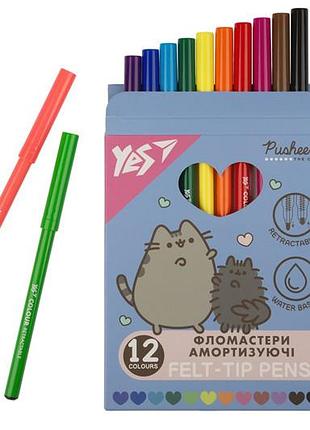 Фломастери 650581 12 кольорів "pusheen", амортизуючі yes