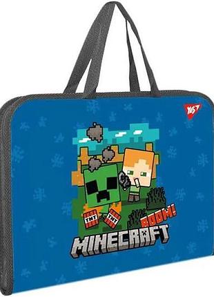 Папка-портфель yes fc на молнии с тканевыми ручками "minecraft alex" 492237