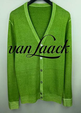 Van laack cardigan wool / cashmere чоловічий кардиган вовна кашемир 70/30 з перламутровими ґудзиками зелений розмір 50 l