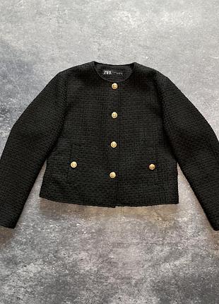 Чорний жакет у французькому стилі zara, l/xl