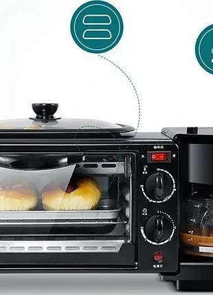Многофункциональная кухонная машина domotec ms-5308b, 3 в 1, электрическая печь, гриль и кофеварка
