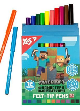 Фломастери 650582 12 кольорів "minecraft", амортизуючі yes