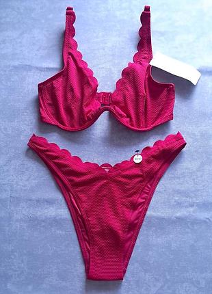 Купальник раздельный, малиновый цвет, 70f (32dd/f) / 75e (34dd/e), плавки m, hunkemoller