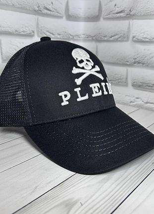 Бейсболка чоловіча літня з сіткою чорна philipp plein, кепка, 55-57