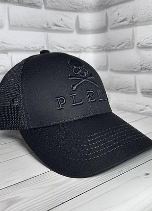 Бейсболка чоловіча літня з сіткою чорна philipp plein, кепка, 55-57