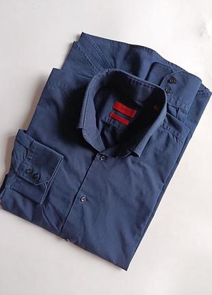 Сорочка бавовняна hugo boss regular fit  темно синя р.m ( 39, 19 1/2)