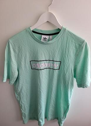 Футболка — мятно-зеленая модель adidas originals linear logo tee, м.