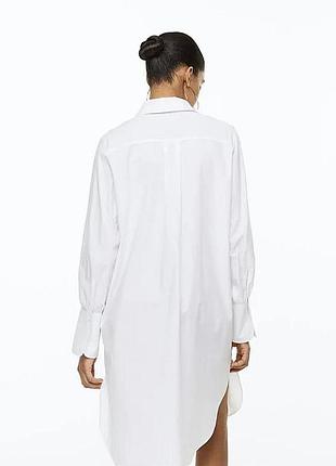 Белое хлопковое длинное платье - рубашка h&amp;m oversize оверсайз l