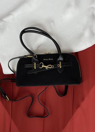 Сумка miu miu aventure nappa mini замша черный