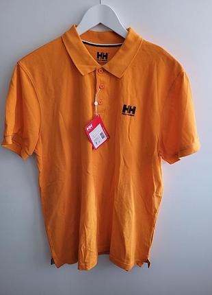 Оранжевое поло helly hansen с логотипом на груди, l.