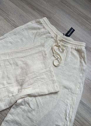 Кремові муслінові штани палаццо/wide leg,розмір 34(xs).нові