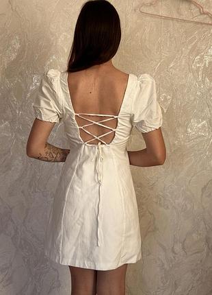 Мини платье из льна, вискозы и хлопка