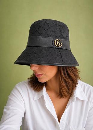 Gucci gg canvas bucket hat / панама gucci чорна