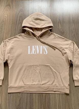 Жіноча оригінальна бежева худі з принтом levis