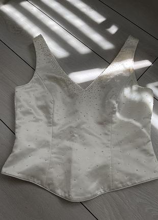 Вінтажний корсетний топ bhs з перлинами та паєтками (shop sample) m -l