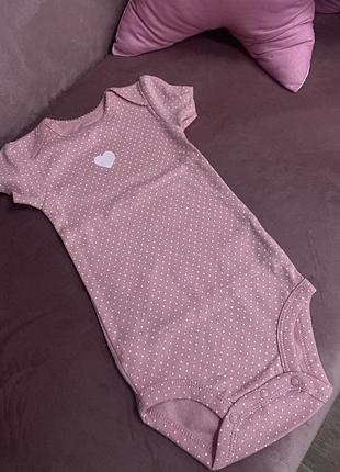 Рожевий боді в горошок carter's із серцем для дівчинки