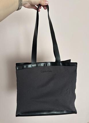 Сумка тоут шопер текстильна calvin klein сіра