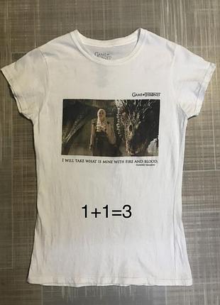 Primark 💙жіночий одяг/біла футболках написом game of thrones💛xs-42