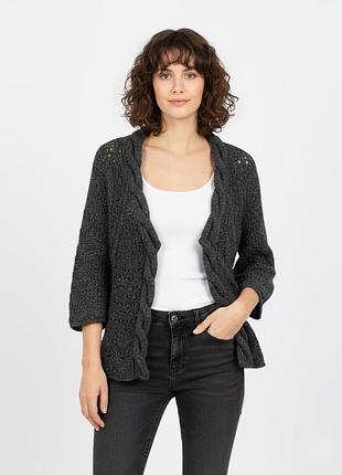Теплый темно-серый шерстяной кардиган dkny