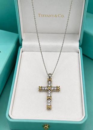 Підвіска  хрестик в стилі tiffany посріблення 2