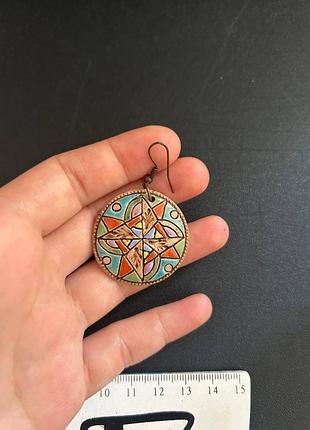 Сережки керамічні, етно-стиль, кольорові